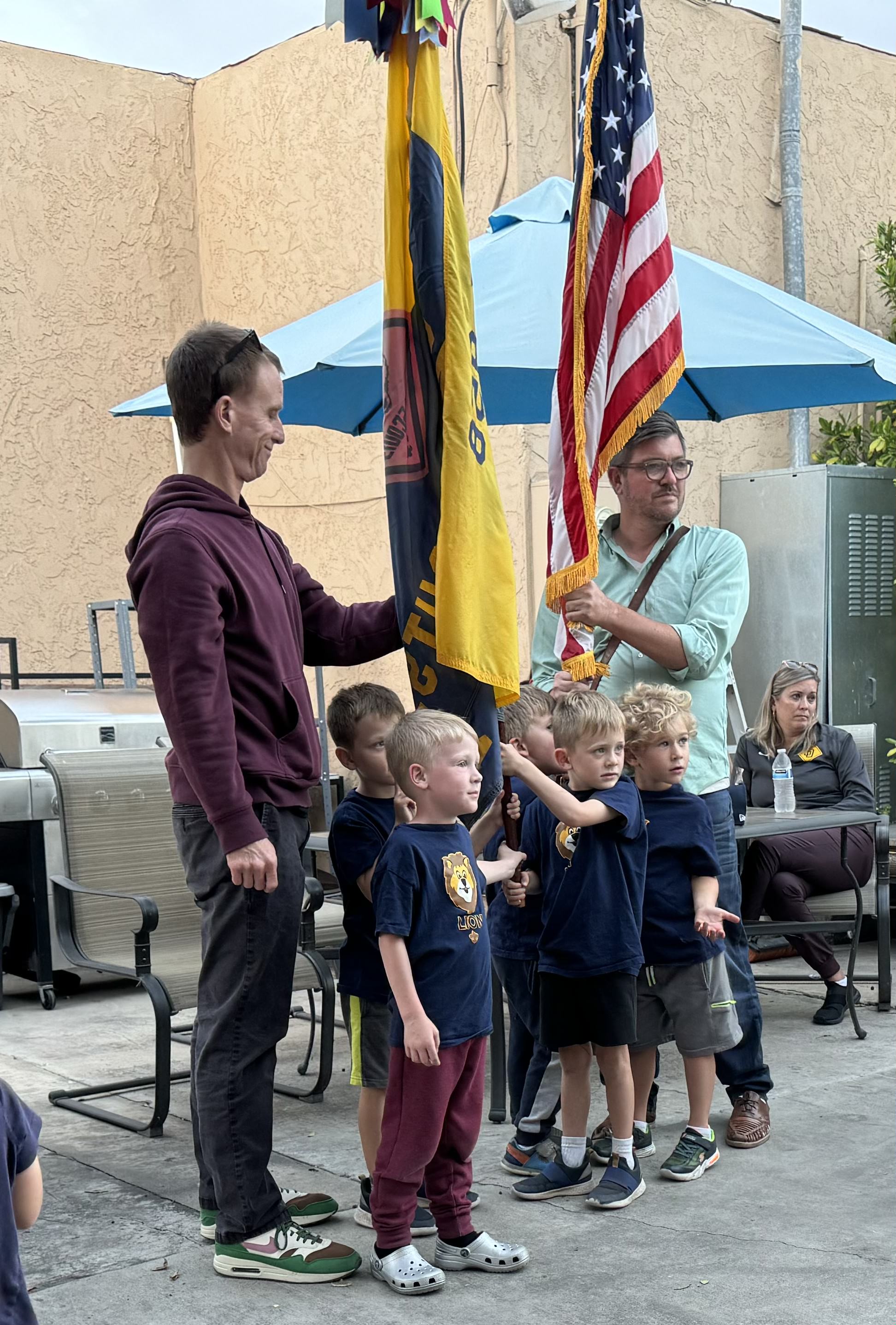 Boy Scout Troop 958 flag ceremony with American Legion mentorship