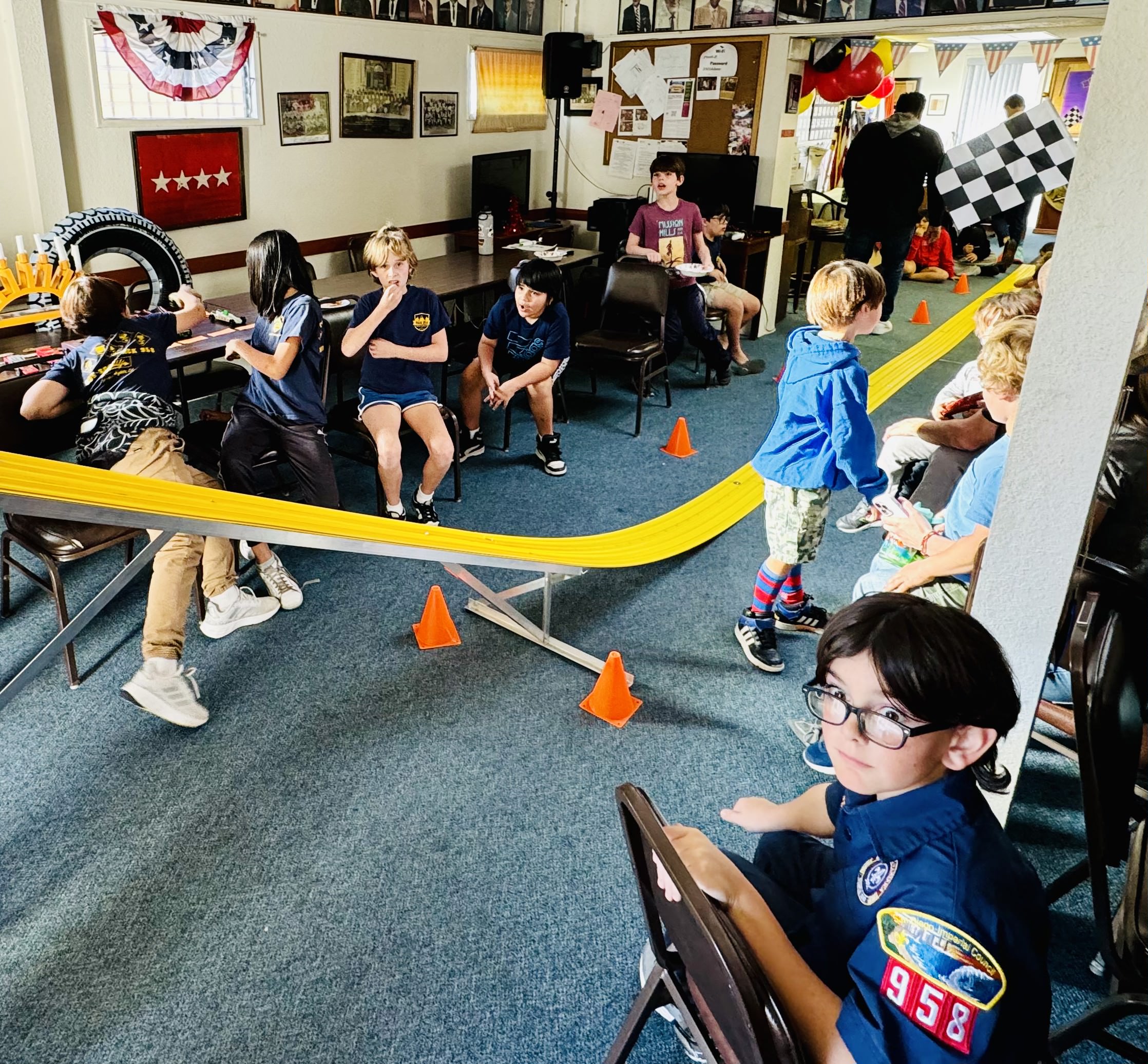Boy Scout Troop 958 Pinewood Derby race activity at American Legion Post 6